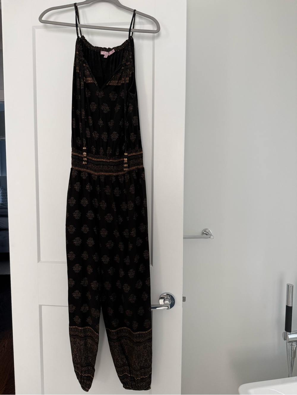 Calypso St. Barth Black Jumpsuit with Gold Print
